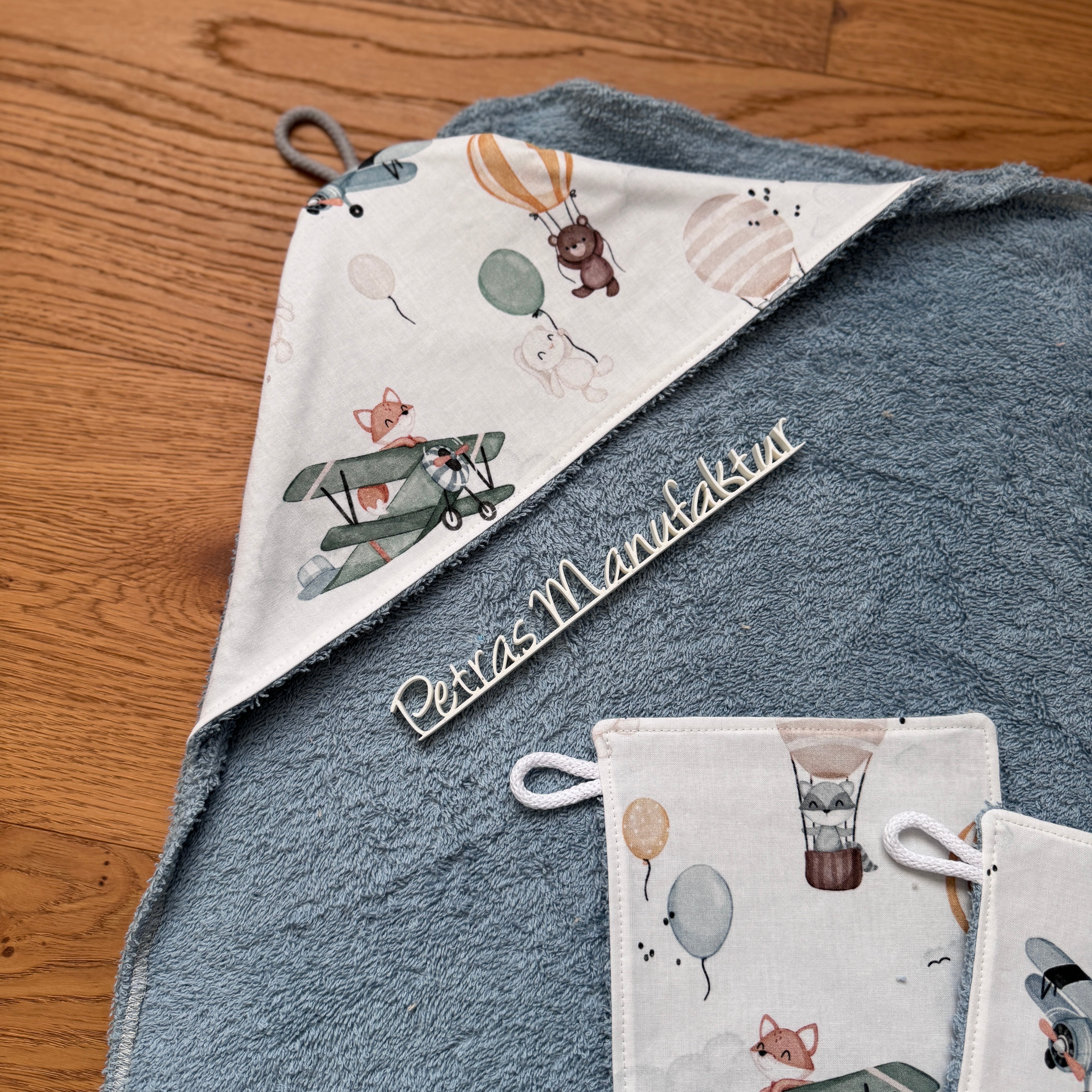 Badetuch-Set „Fliegende Kuscheltiere“